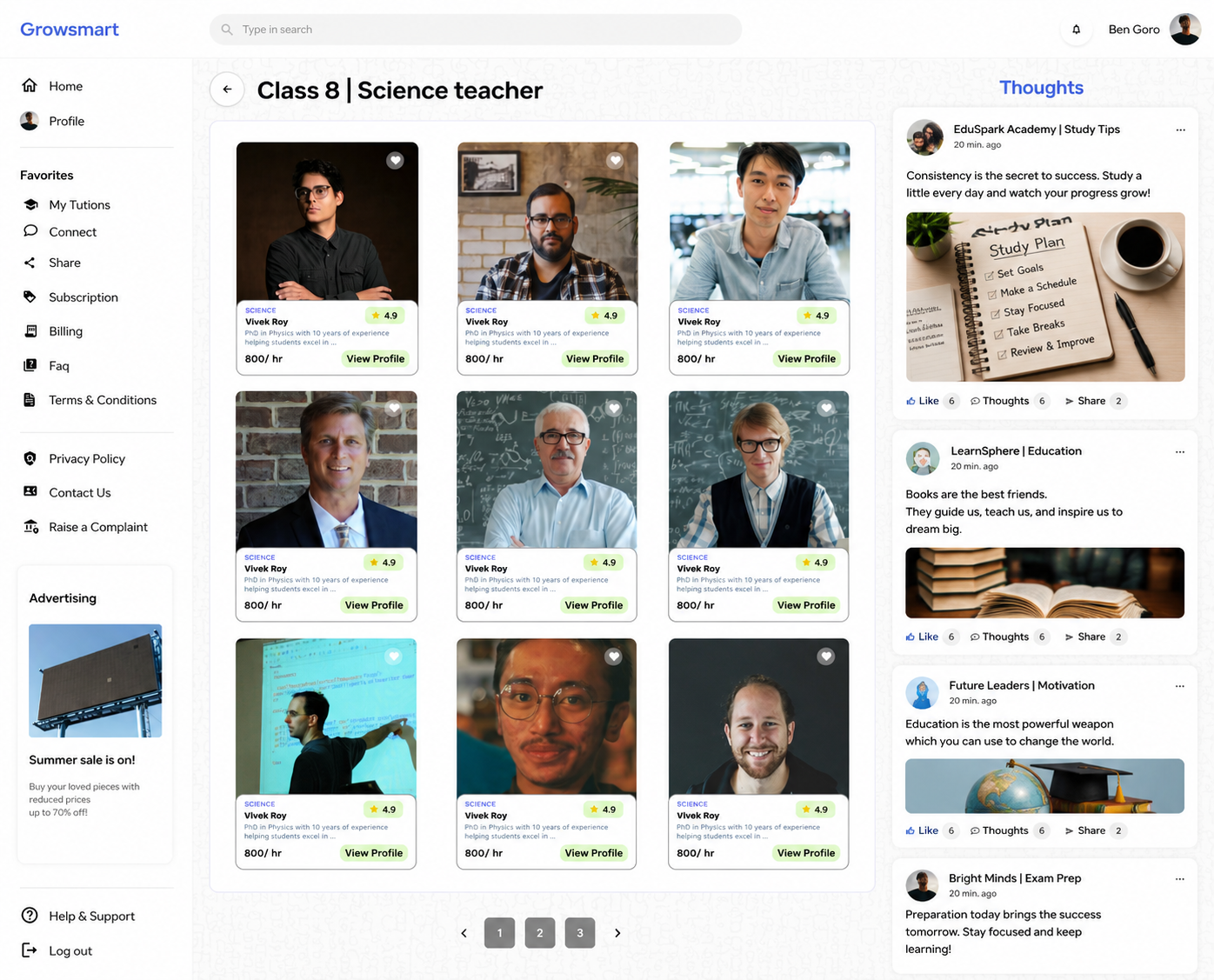 GrowSmart science teachers listing